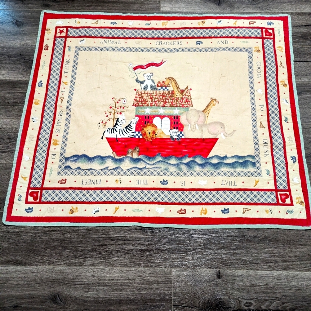 Vintage hand quilted baby blanket. 41 x 34 inches approximately. Arc.